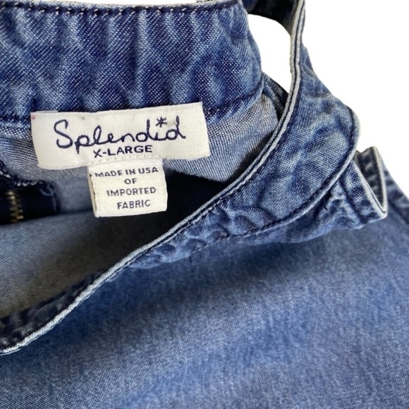 Splendid Dark Wash Chambray Halter Neck Shift Dress A-line Knee Length Sz XL - Picture 9 of 14